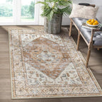 Lahome Boho Washable Living Room Area Rug 3x5 Throw Non-Slip Rugs for Bedroom Aesthetic Lightweight Thin Entry Rug Kitchen Rugs Oriental Distressed Print Capet for Office Bathroom Laundry Room