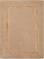 DEXI Jute Rug Natural Fiber 5x8, Braided Woven Area Rugs No Shed, Soft Neutral Rustic Carpet Mat for Indoor Entryway Outdoor Patio Dining Living Room Bedroom Farmhouse, Beige/Natural