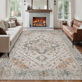Tangsoo 8x10 Area Rug for Living Room, Washable Vintage Rugs Indoor Non Slip Large Area Rugs, Print Distressed Grey Carpet, Soft Low Pile Foldable Floor for Bedroom Dining Room Dorm