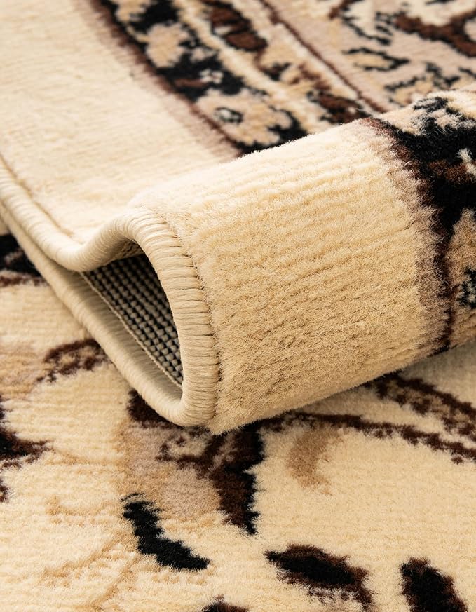 Unique Loom Sialk Hill Collection Area Rug - Washington (4' 1" x 6' 1" Rectangle Ivory/Black)