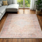 Rugs for Living Room, 8x10 Large Area Rugs Ultra Soft Washable, Vintage Boho Faux Wool Carpet for Dining Room, Bedroom, Office, Home Decor (Cinnamon)