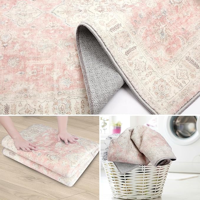6’x9’ Washable Area Rugs for Living Room Bedroom Foldable Low Pile Non Slip Area Rugs for Dining Office