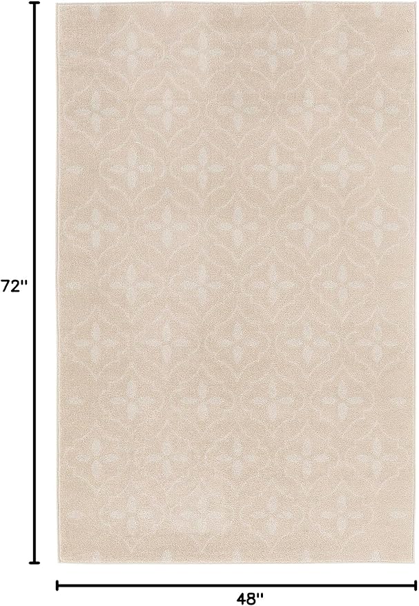 Nourison Home Nourison Essentials Ivory Beige 4' x 6' Area Rug - Easy Clean, Non Shedding, Bed Room, Living Room, Dining Room, Kitchen (4' x 6')