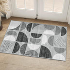 MUJOO Small Rug Washable,Boho Area Rugs for Entryway Bathroom Entry Entrance Bedroom Kitchen,Front Door Mat Throw Carpet Non Slip Indoor Soft Modern Abstract 2x3 Black and Grey
