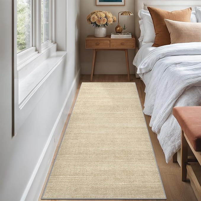 Art&Tuft Runner Rug 2x5 Non-Slip - Low-Pile Washable Runner Rug for Hallway, Soft Distressed Carpet Runner for Bedroom Bathroom Kitchen Laundry Living Room, Brown