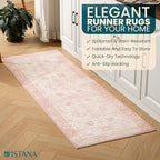 Istana Hallway Runner Rug 2x6 - Pink Kitchen Rugs Non Slip Washable -Silk's Soft Touch Carpet Runner - Stylish Rug for Home