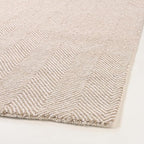 Modern Herringbone Chevron Collection Handcrafted Wool Area Rug - Durable, Zigzag Pattern, for High Traffic, Contemporary Design for Living Room, Bedroom, Dining Room Decor (Sand Beige, 2.6' x 8')