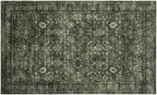 Morebes Vintage Throw Rugs, 3x5 Washable Rug Non Slip, Soft Area Rug for Bedroom, Distressed Non-Shedding Floral Rug for Entryway Bathroom Kitchen Foyer Bedside Playroom Christmas Decor,Dark Green