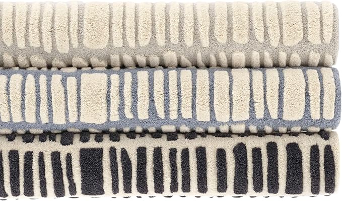 Dash & Albert Roark Ivory Hand Tufted Wool Rug, 2.5 X 8 Feet, Grey/Ivory Geometric Pattern