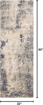 Loloi Teagan Collection TEA-07 Natural/Denim 2'-8" x 7'-6" Runner Rug, Large, Soft Neutral Rug, High-Traffic for Living Room, Bedroom, Home Office, Dining Area