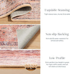 Phantoscope Washable Runner Rug 2'x10' Non-Slip, Vintage Neutral Fall Hallway Rugs for Entryway, Stair, Bedroom, Distressed Boho Medallion Pattern, Low-Pile Foldable Floor Carpet, Rust Orange