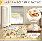 Floral 3x5 Area Rug Machine Washable Soft Print Boho Carpet Non Slip Doormat Low Pile Flower Area Rugs for Living Room Bedroom Nursery Kitchen Dining Room Indoor-Ivory/Yellow