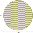 Unique Loom Outdoor Striped Collection Area Rug - Striped (4' 1" Round, Green/Ivory)