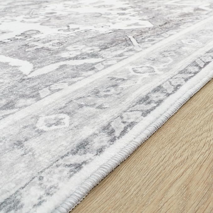 Paco Home Vintage Area Rug with Faded Oriental Pattern in Grey, Size: 2'8" x 4'11"