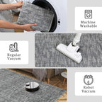 RUGSREAL Small Area Rug 2x3 Entryway Rug Washable Contemporary Bath Mat Modern Solid Indoor Throw Carpet Machine Washable Non-Slip Low-Pile Area Rug for Living Room Bedroom Laundry, 2' x 3' Grey