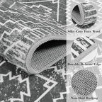 Wonnitar Moroccan 5x7 Washable Rug, Large Grey Area Rug for Living Room, Non-Slip Boho Bedroom Carpet Thin Soft Non-Shedding Farmhouse Rug for Dining Room Table Kitchen Home Office (Dark Grey,5'x7')