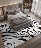 YIHOUSE Modern Area Rugs for Living Room, 9x12 Washable Black and White Rug, Thin Abstract Geometric Striped Rug, Area Rug for Bedroom,Kitchen,Dining Room,Office