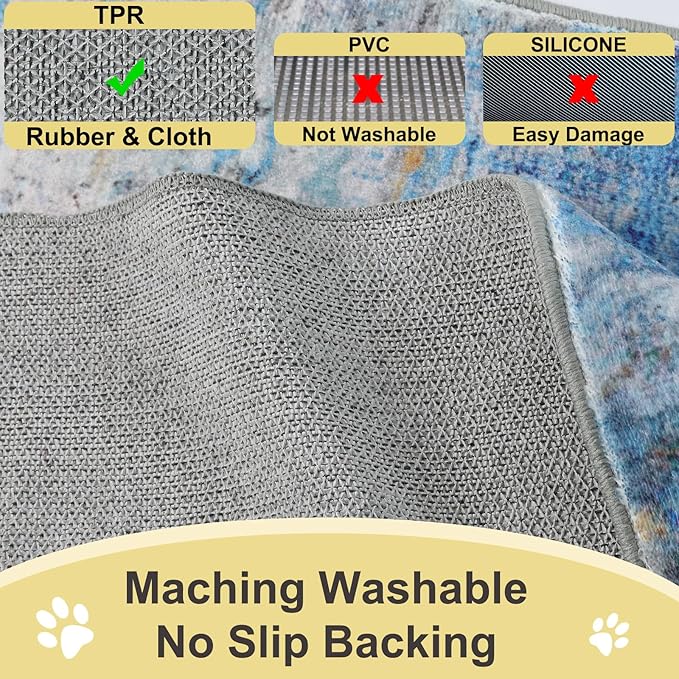 COMSLE Door Mat Soft Absorbent Indoor Front Entryway Rug Machine Washable Entrance Mats for Muddy Paws Non Slip Throw Rugs 32" x 48" Doormat for Inside Foyer Bedroom - Blue