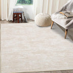 RUGSREAL Washable Rug 10x13 for Living Room Modern Abstract Area Rug Non-Slip Large Contemporary Bedroom Rug Stain Resistant Aesthetic Accent Floor Carpet Foldable Solid Rug for Home Office, Beige