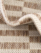 Unique Loom Outdoor Striped Collection Area Rug - Striped (10' Square Taupe/Ivory)