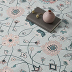 EVERGRACE Area Rugs for Living Room 4x6, Boho Floral Faux Wool Indoor Outdoor Rugs, Washable Rugs for Bedroom Entryway Dining Room Hallyway, Low Pile Floor Mat Carpet for Home Decor, Pale Blue
