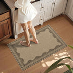 Scalloped Easy Jute Entryway Rug 2x3 Indoor Outdoor Front Door Mat Washable Non Slip Farmhouse Neutral Low Pile Small Rug for Entryway Proch Kitchen