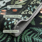 Floral Boho 5x7 Area Rugs for Living Room, Botanical Black Washable Bedroom Rug Non Slip, Large Soft Indoor Throw Carpet for Entryway Kitchen Dining Room Office (Black,5 x 7)