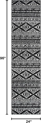 SAFAVIEH Tulum Collection Runner Rug - 2' x 8', Black & Ivory, Moroccan Boho Tribal Design, Non-Shedding & Easy to Clean, Ideal for Living Room, Hallway, Foyer, Entryway, Bedroom (TUL272Z)