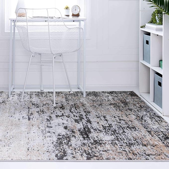 Rugs.com Leipzig Collection Area Rug – 7X10 Beige Low-Pile Rug Perfect for Bedrooms, Dining Rooms, Living Rooms