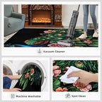 Peacock Peony Rugs for Bedroom - 8x10 Rug, Classic Peacock Peony Area Rugs for Living Room, Teal Turquoise Carpet, Floral Plant Washable Area Mat, Aesthetics Carpet - Peafowl Home Decor & Gifts