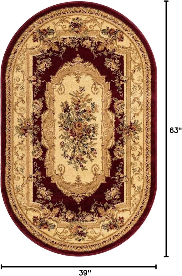 Unique Loom Versailles Collection Traditional Classic Floral Motif Area Rug (3' 3 x 5' 3 Oval, Burgundy/Ivory)