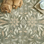 jinchan Hallway Runner Rug 2x8 Vintage Floral Distressed Design - Machine Washable Non-Slip Low-Pile Soft Thin Faux Wool Kitchen Carpet for Farmhouse Bedroom Laundry Room(2x8ft,Dark Green)