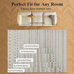 Washable 6x9 Area Rug for Living Room, Boho Carpet for Bedroom Dining Room, Non Slip&Non-Shedding Resistant Low Pile Vintage Print Rug for Home Office (Beige)