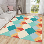 5x7 Rug Washable - Geometric Rugs for Living Room, Colorful Retro Mid Century Modern Non Slip Low Pile Area Rugs for Bedroom, Geometric Carpet Home Decor & Gifts
