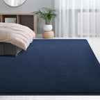 Large Area Rugs for Living Room Bedroom, 6x9 Feet Navy Blue Rug, Minimalist Modern Shag Rug, Soft Thick Memory Foam Indoor Carpet, Non-Slip Washable Rug for Boys Girls Dorm Nursery Room Home Decor