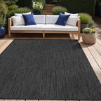 Beverly Rug Indoor Outdoor Rug 10x14, Washable Outside Carpet for Patio, Deck, Porch, Solid Modern Area Rug, Water Resistant, Dark Gray