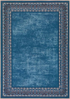 Antep Rugs Alfombras Bordered Modern 4x6 Non-Slip (Non-Skid) Low Pile Rubber Backing Indoor Area Rug (Turquoise Blue, 4' x 5'8")