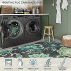 Lahome Floral Area Rug for Living Room - 4 x 6 Rug Washable Non-Slip Soft Rugs for Bedroom Throw Lightweight Boho Dining Room Rug, Blue Paisley Print Indoor Floor Carpet for Office Kitchen Entryway