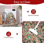U'Artlines 2x3 Washable Boho Area Rug, Small Non Slip Vintage Doormat for Indoor Front Door Ultra Thin Mat Carpet for Entryway Kitchen Bathroom Bedroom Rust＆Teal