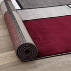 Rugshop Modern Geometric Boxes Red Area Rug, Carpet with Jute Backing for Hallway, Entryway, or Laundry Room, 2' x 7'2"