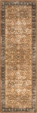 Morebes Vintage Washable Runner Rug 2x6, Floral Kitchen Runner Rugs Non Slip, Super Soft Distressed Indoor Throw Carpet for Hallway Bedroom Bedside Bathroom Laundry Room, Dark Brown