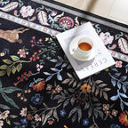 Area Rug 4x6 Rug Washable Rugs Floral Non Slip Low Pile Small Carpet for Bedroom, Bedside, Kids Room, Office, Dining Room (Vibrant Black)
