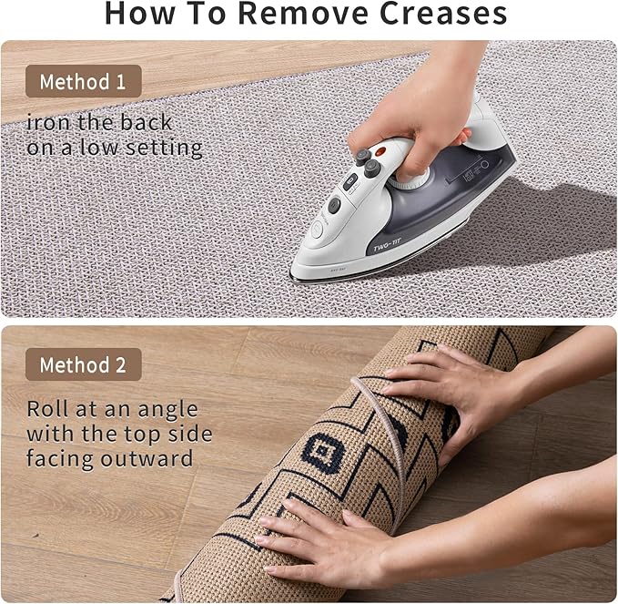 Tangsoo Modern Boho Easy Jute Rug 4x6,Non-Slip Ultra Thin Washable Rug for Patio Farmhouse Non Shedding Indoor Door Mat for Porch Patio Bedroom Living Room