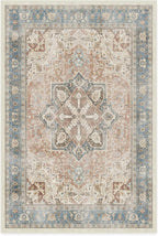 RUGGABLE Washable Vintage Area Rug – Kamran Coral 4x6, Stain-Resistant, Non-Slip – Medium Machine Washable Rugs for Living Room, Bedroom, Hallway, Entryway & Office–with Standard Pad