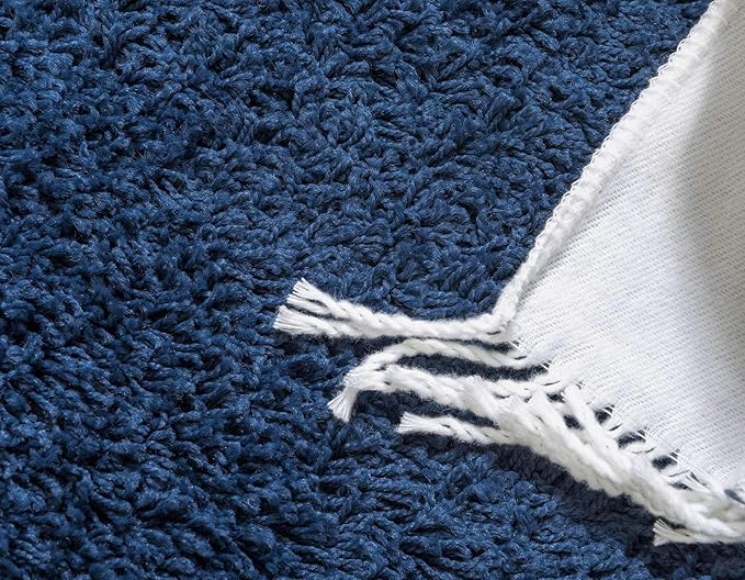 Unique Loom Solid Shag Collection Area Rug (8' x 11' Rectangle, Sapphire Blue/ Navy Blue)