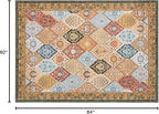 Phantoscope Washable Area Rug 5'x7' Non-Slip, Vintage Boho Rugs for Living Room, Bedroom, Dining Room, Distressed Moroccan Mosaic Diamond Pattern, Low-Pile Foldable Floor Carpet, Terracotta/Rust