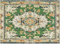 Bohemian Pattern Rectangular Area Rugs for Living Room Bedroom 3 x 5 ft Green & Orange Abstract Non-Shedding Soft Low Pile Rug Non Slip Washable Rug for Nursery Entryway Playroom