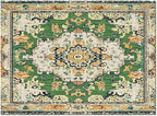 Bohemian Pattern Rectangular Area Rugs for Living Room Bedroom 5 x 8 ft Green & Orange Abstract Non-Shedding Soft Low Pile Rug Non Slip Washable Rug for Nursery Entryway Playroom