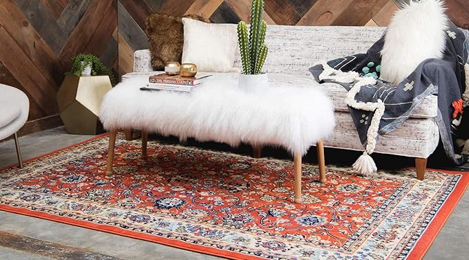 Unique Loom Sialk Hill Collection Area Rug - Washington (4' 1" x 6' 1" Rectangle Terracotta/Cream)