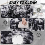 Fluffy Rug for Living Room Shaggy Area Rug High Pile Fuzzy Rug Non-Slip Indoor Floor Carpet Plush Area Rugs for Living Room Tie Dye Black White 6x9